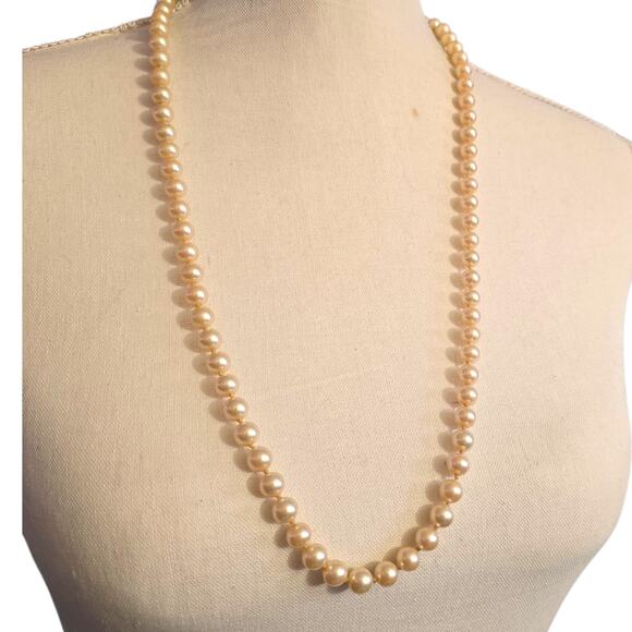 Necklace Vintage Imitation Pearl 24" 7mm Beads Sterling Silver Clasp SKU2424 - Picture 3 of 7